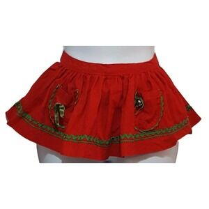 Childs Vintage Half Apron Christmas Red  Jingle Bells Green Rick Rack